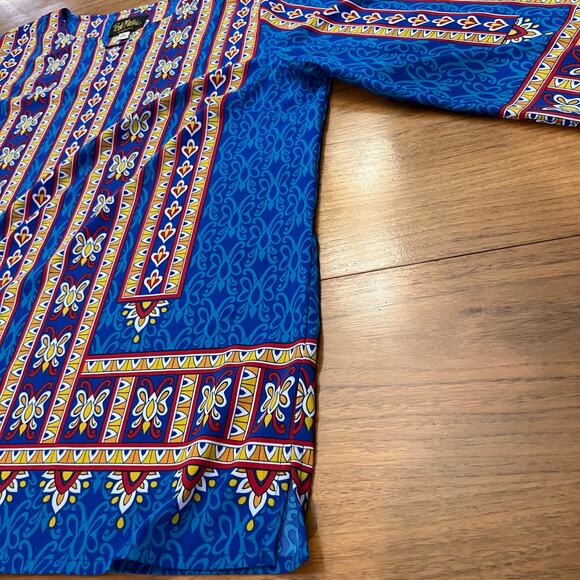 Bob Mackie Tunic Size XL Boho Tribal Long Sleeve Shirt - Picture 9 of 12